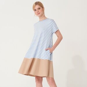COS Sz L Nautical Colorblock Trapeze Cotton Relaxed Dress